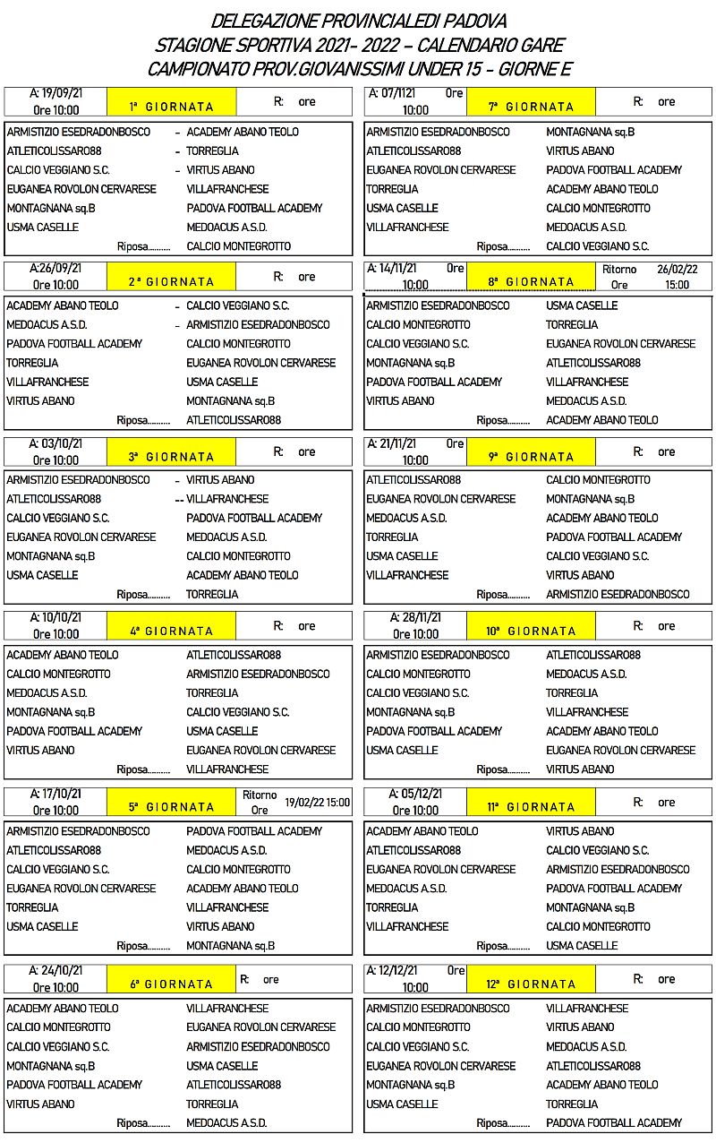 Calendario-SS-2021-2022-Giovanissimi-Provinciali-U15-Padova-Girone-E